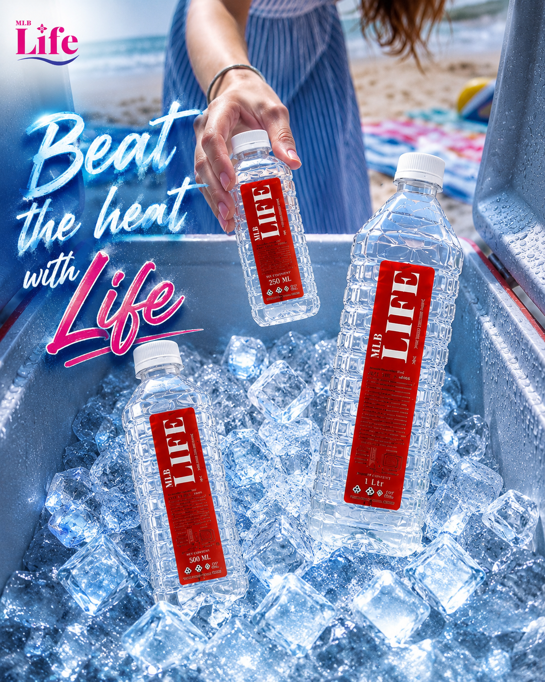 Chilled LIFE bottles on ice